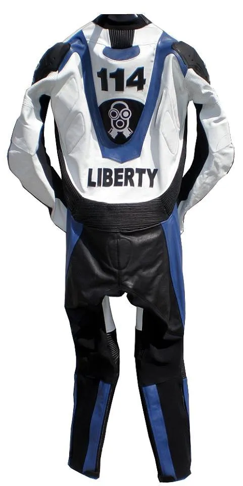 Custom Perrini Fusion Motorcycle Leather Racing Suit with Hump Personal Name and Number