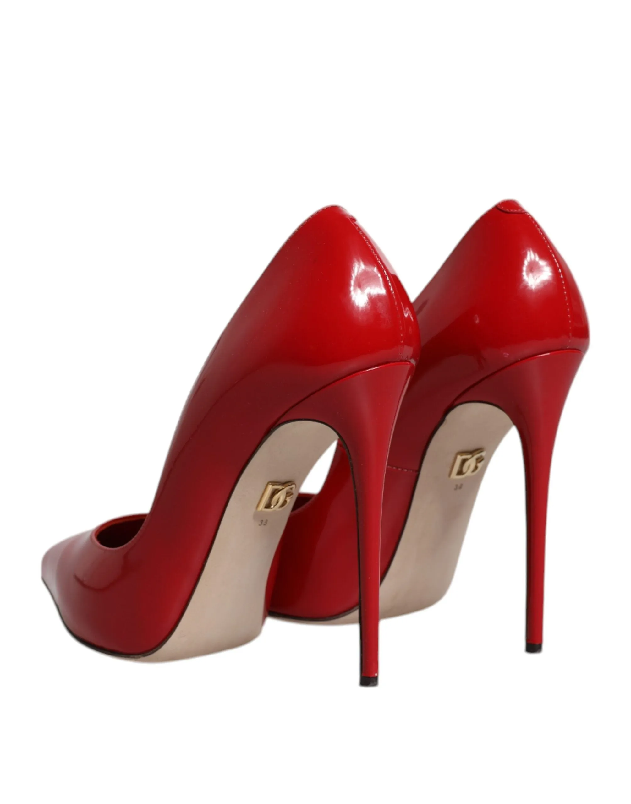Dolce&Gabbana Women Red Pumps Patent Leather Stiletto High Heel Shoes Size EU 38