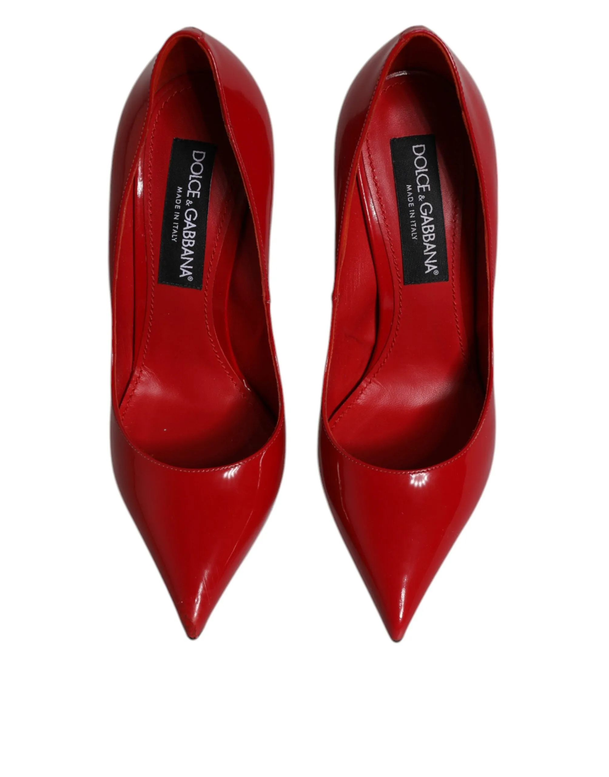 Dolce&Gabbana Women Red Pumps Patent Leather Stiletto High Heel Shoes Size EU 38