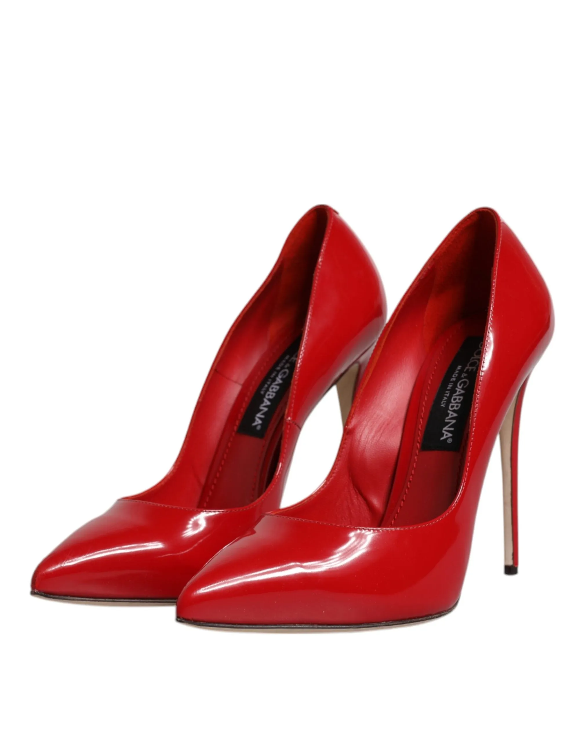Dolce&Gabbana Women Red Pumps Patent Leather Stiletto High Heel Shoes Size EU 38