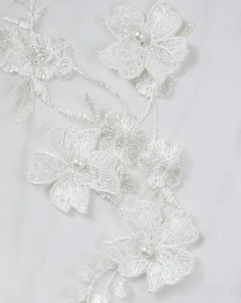 Embroidered Bodysuit - 3D White with Pearl -