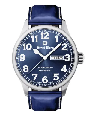 Ernst Benz Chronosport Blue Dial White Numerals 44mm Automatic Men's Watch GC40214