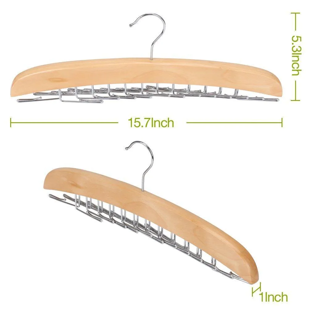 EZOWare [2-Pack] Belt Hangers, Adjustable 24 Tie Belt Scarf Racks Holder Hook Hanger for Closet Organizer Storage - Beige