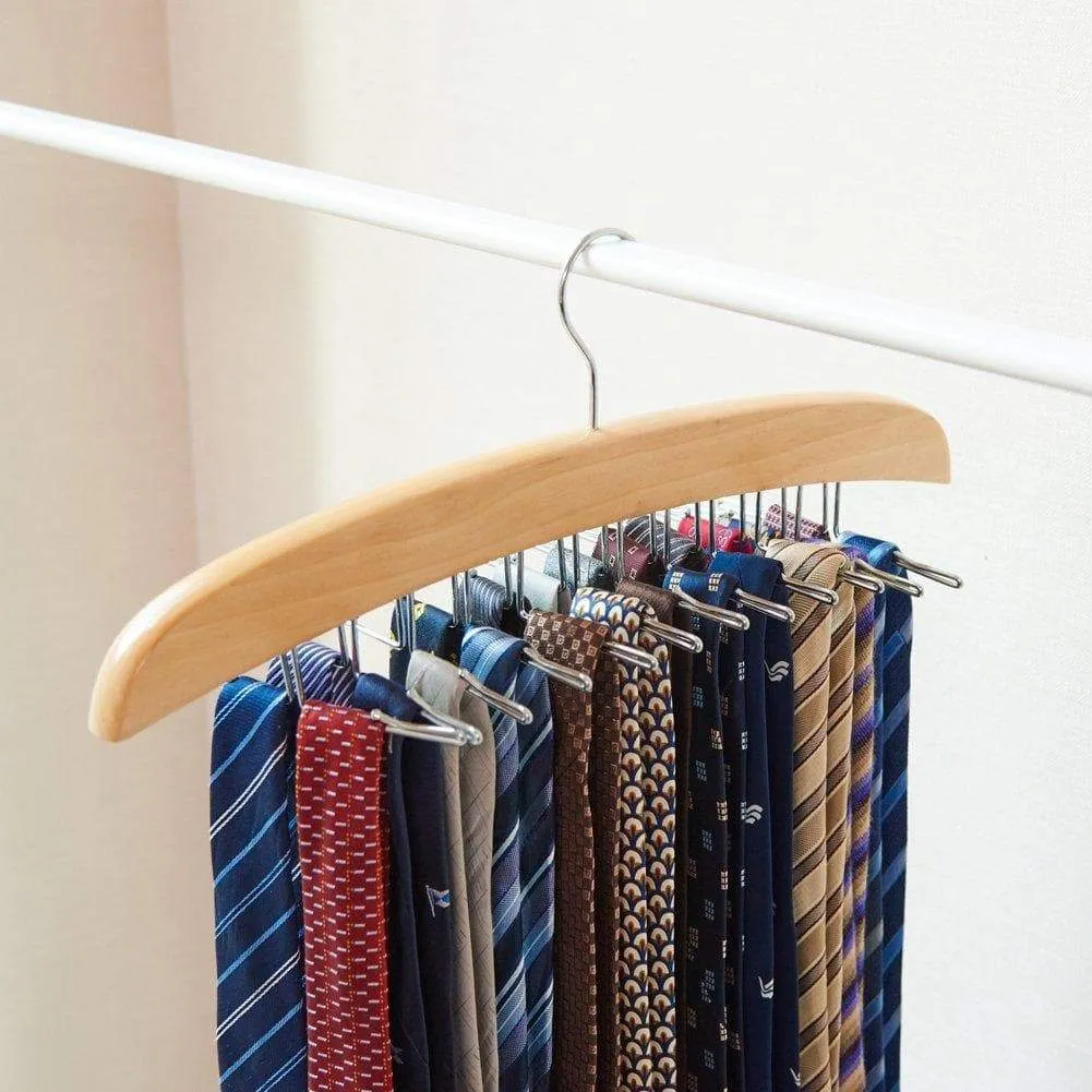 EZOWare [2-Pack] Belt Hangers, Adjustable 24 Tie Belt Scarf Racks Holder Hook Hanger for Closet Organizer Storage - Beige