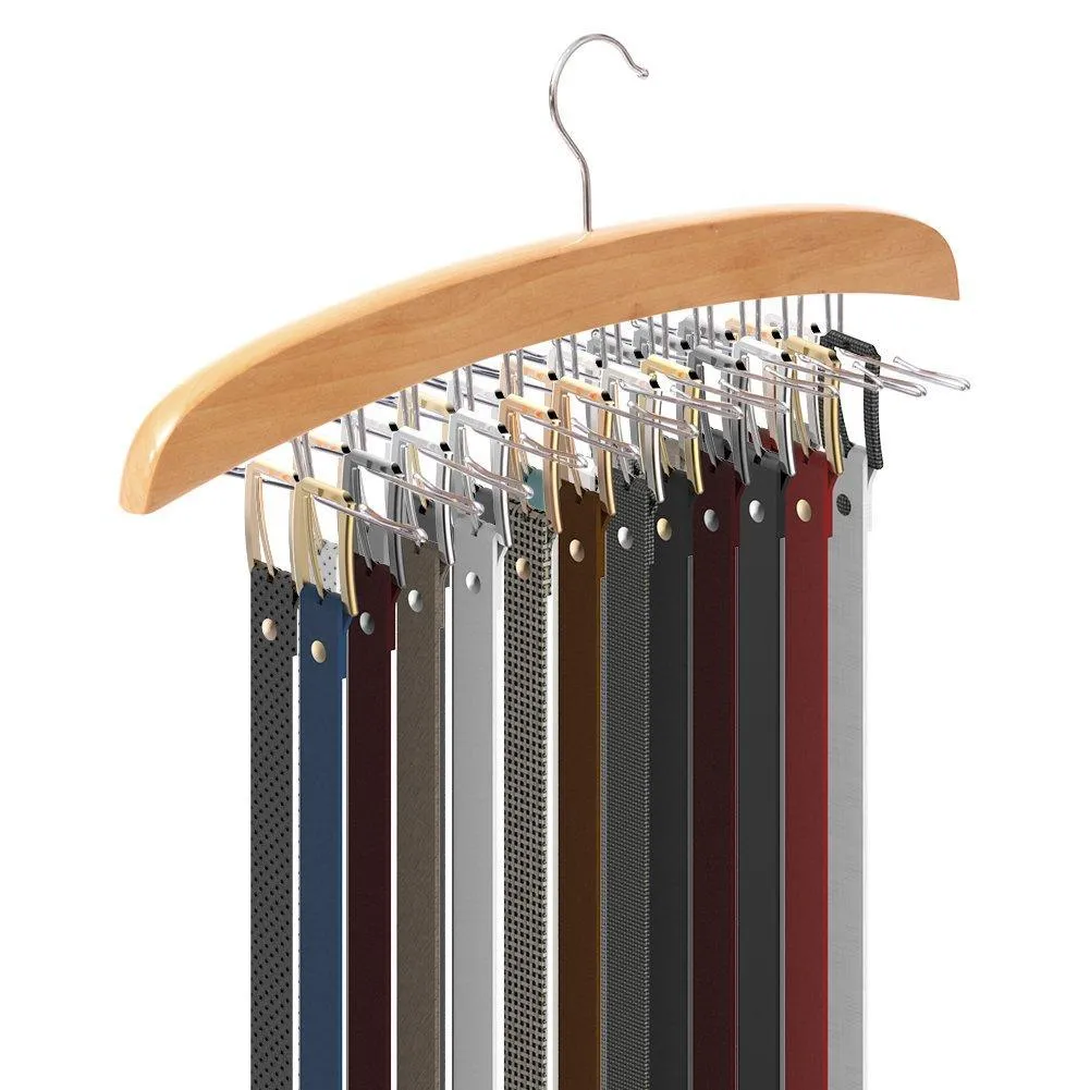 EZOWare [2-Pack] Belt Hangers, Adjustable 24 Tie Belt Scarf Racks Holder Hook Hanger for Closet Organizer Storage - Beige