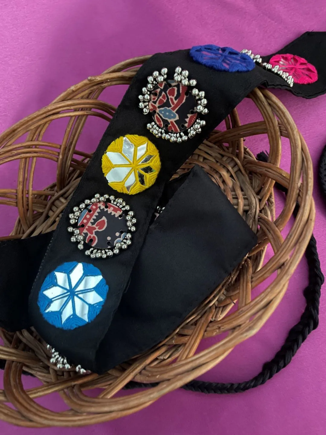 Fabric Waist-Belt Embroidery Round Mirror Work Banjara Kamar-Bandh