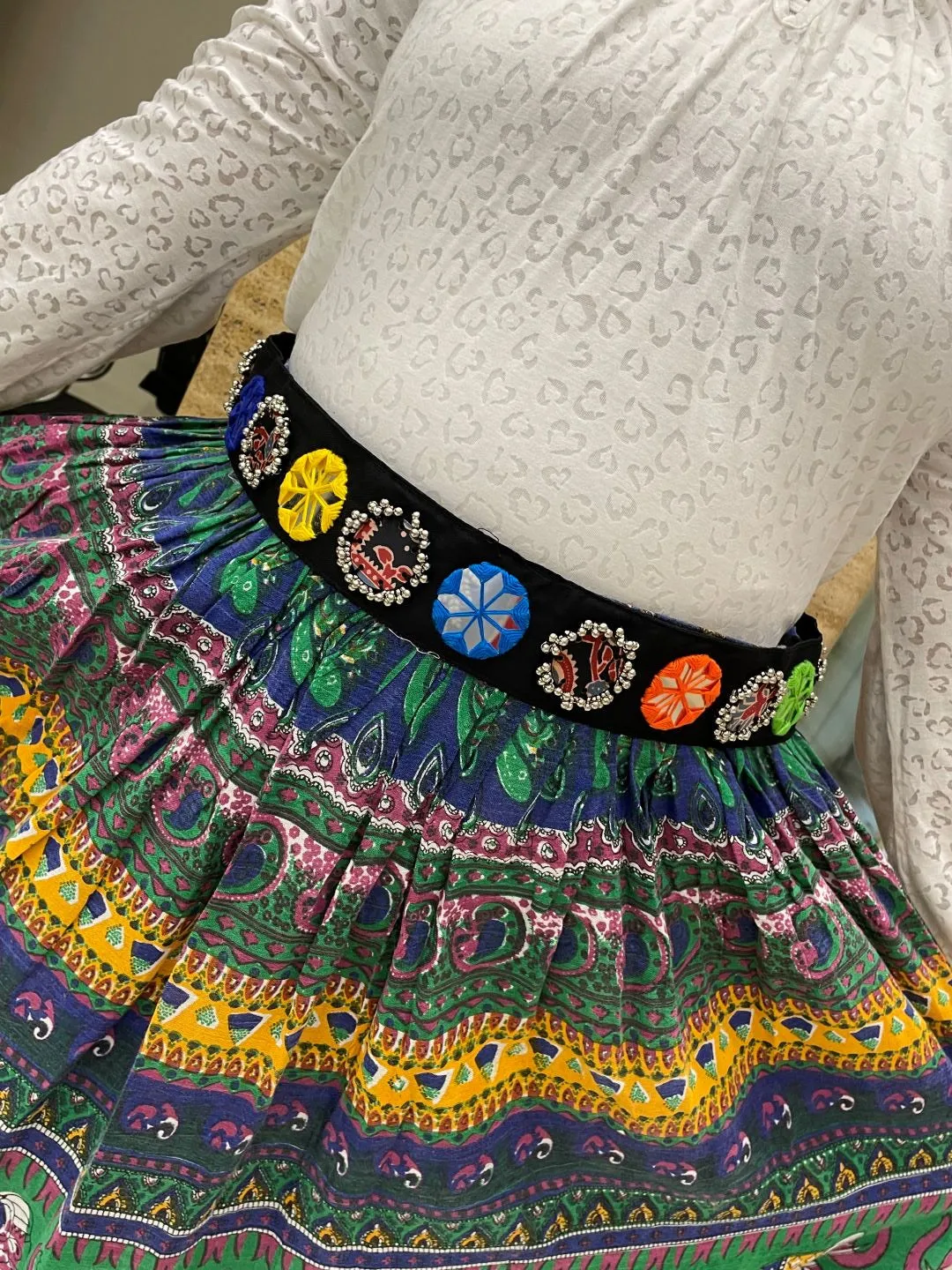 Fabric Waist-Belt Embroidery Round Mirror Work Banjara Kamar-Bandh