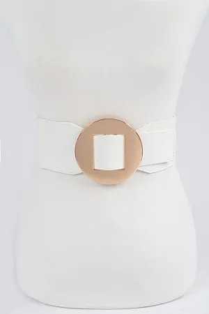 Faux Leather Wide Elastic Belt