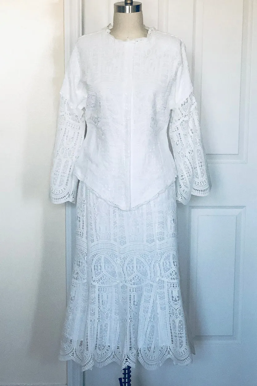 Geometry Lace Suit - White (Style# 217SPC)