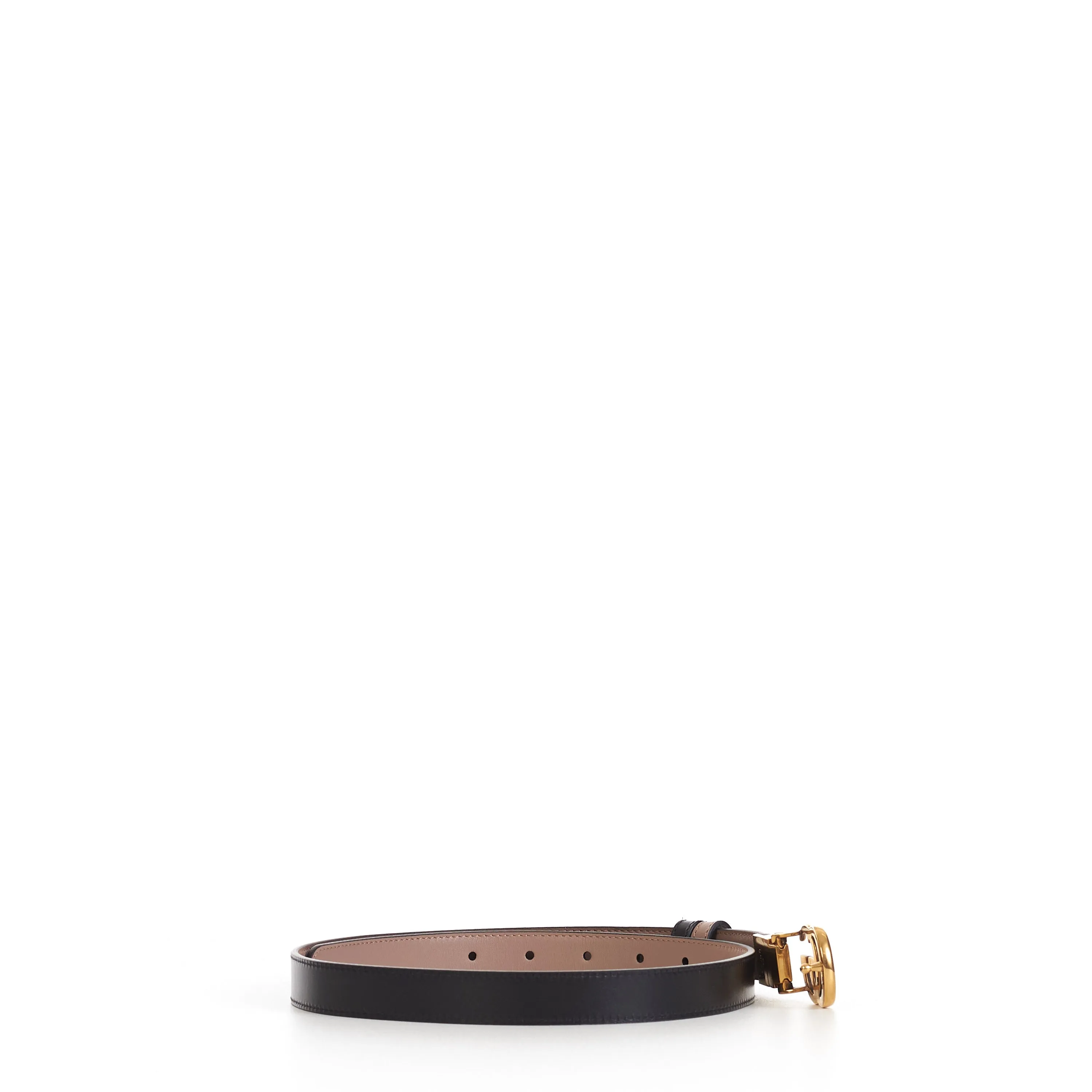 GG Marmont Reversible 2cm Thin Belt In Pink And Black Leather