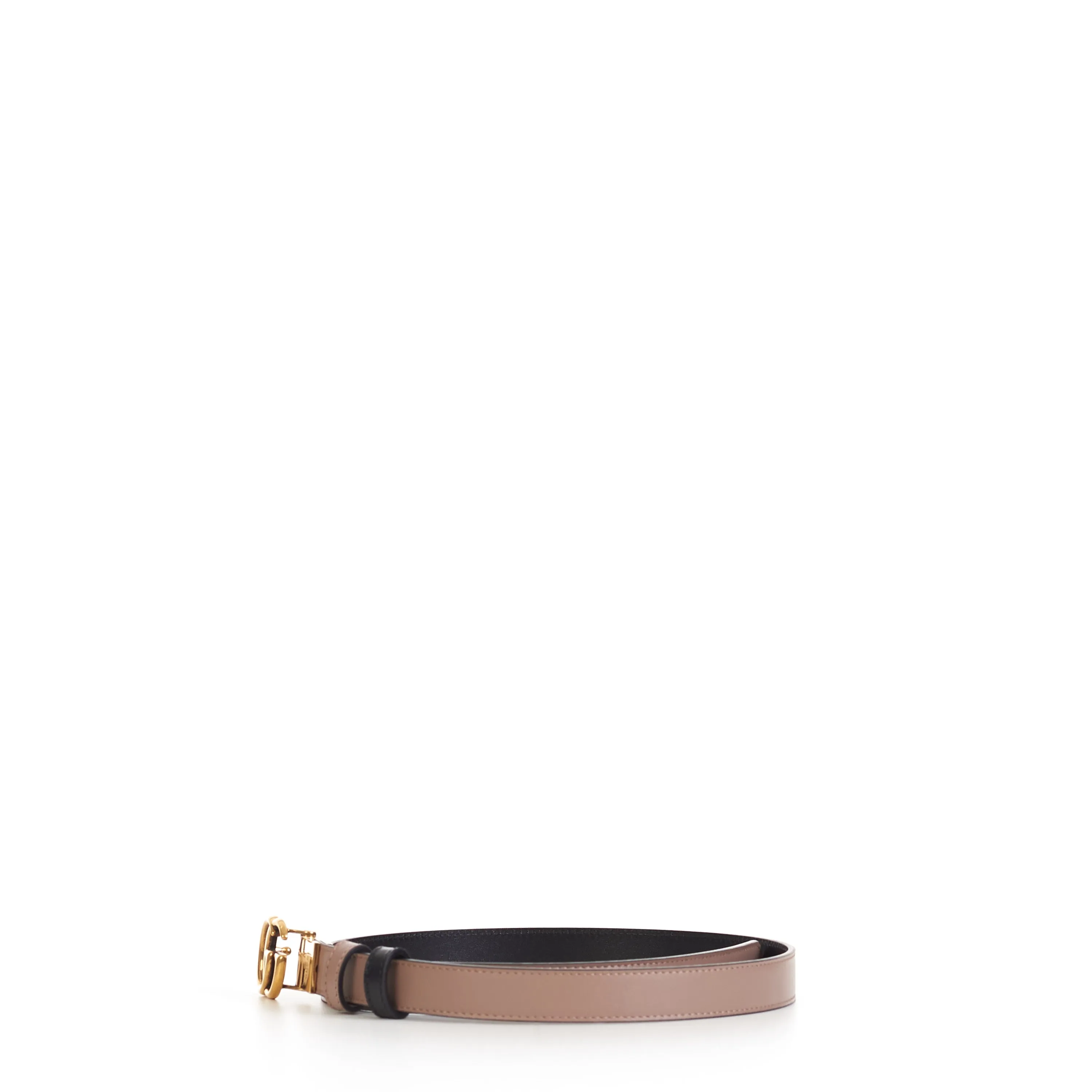GG Marmont Reversible 2cm Thin Belt In Pink And Black Leather
