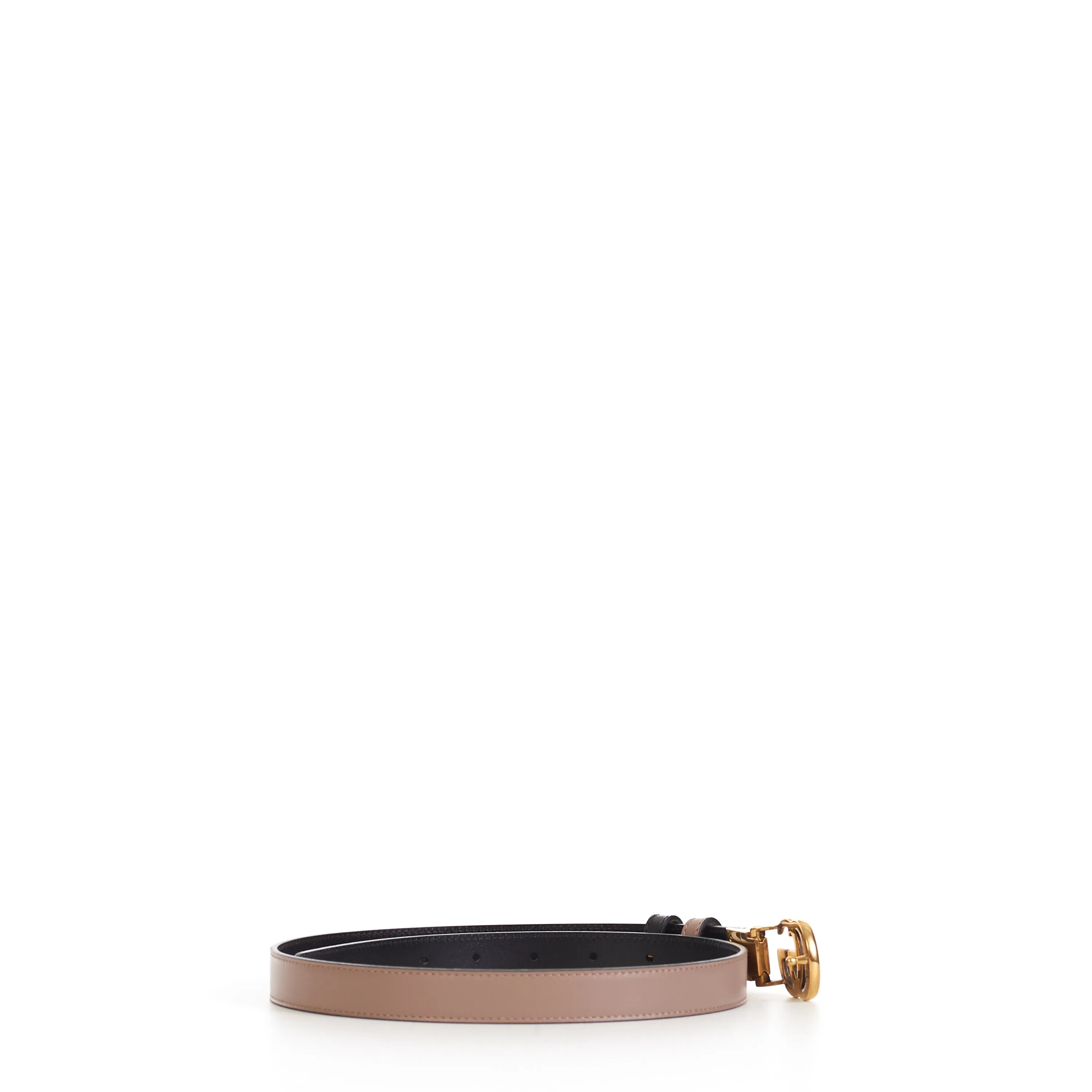 GG Marmont Reversible 2cm Thin Belt In Pink And Black Leather