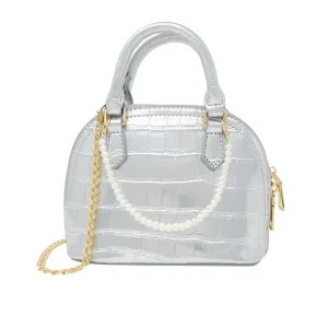 Girl's Patent Faux Crocodile Moon Handbag