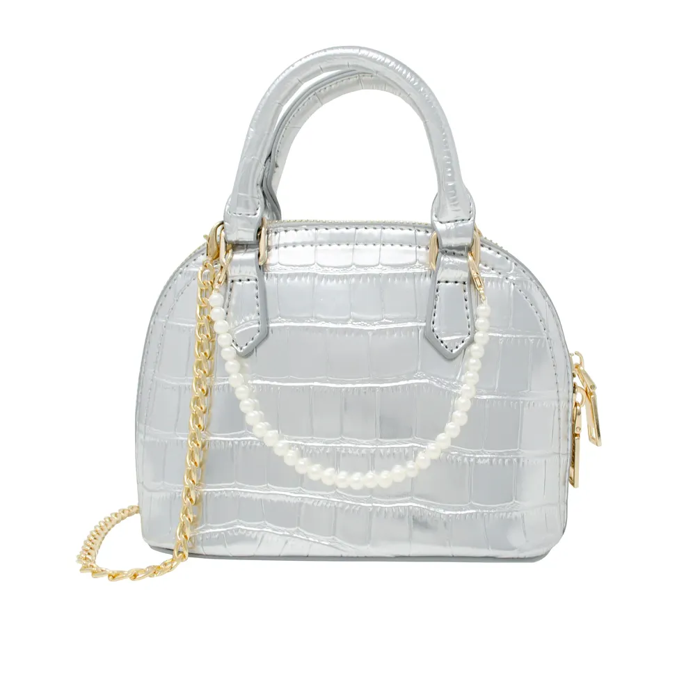Girl's Patent Faux Crocodile Moon Handbag