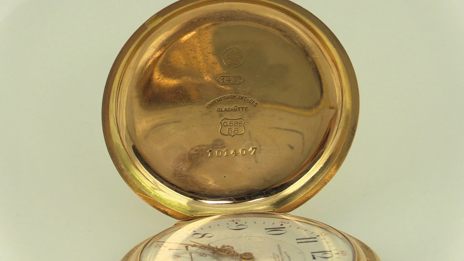 Glashütter Präzisions-Uhren-Fabrik A.G 14K Gold Pocket Watch, this is Pre-Owned Item #277768A