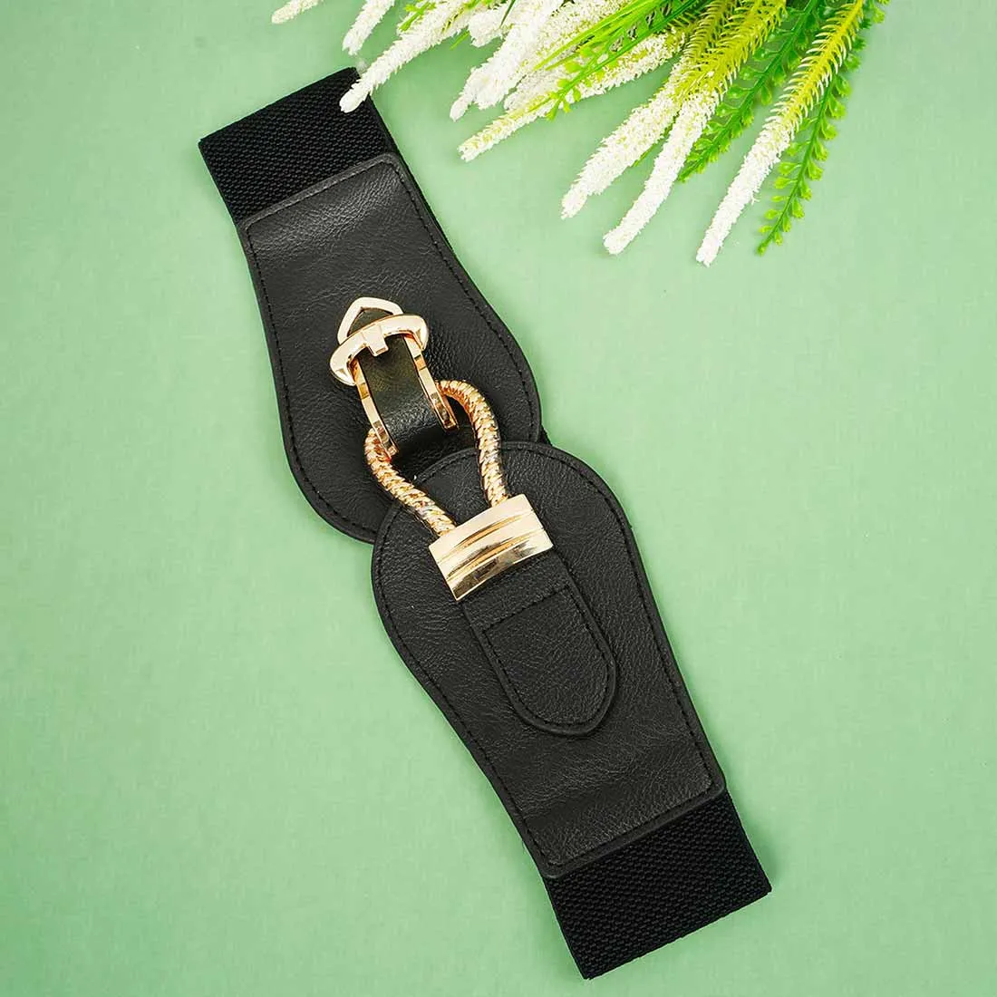 Gold Hook Buckle Wide Belt
