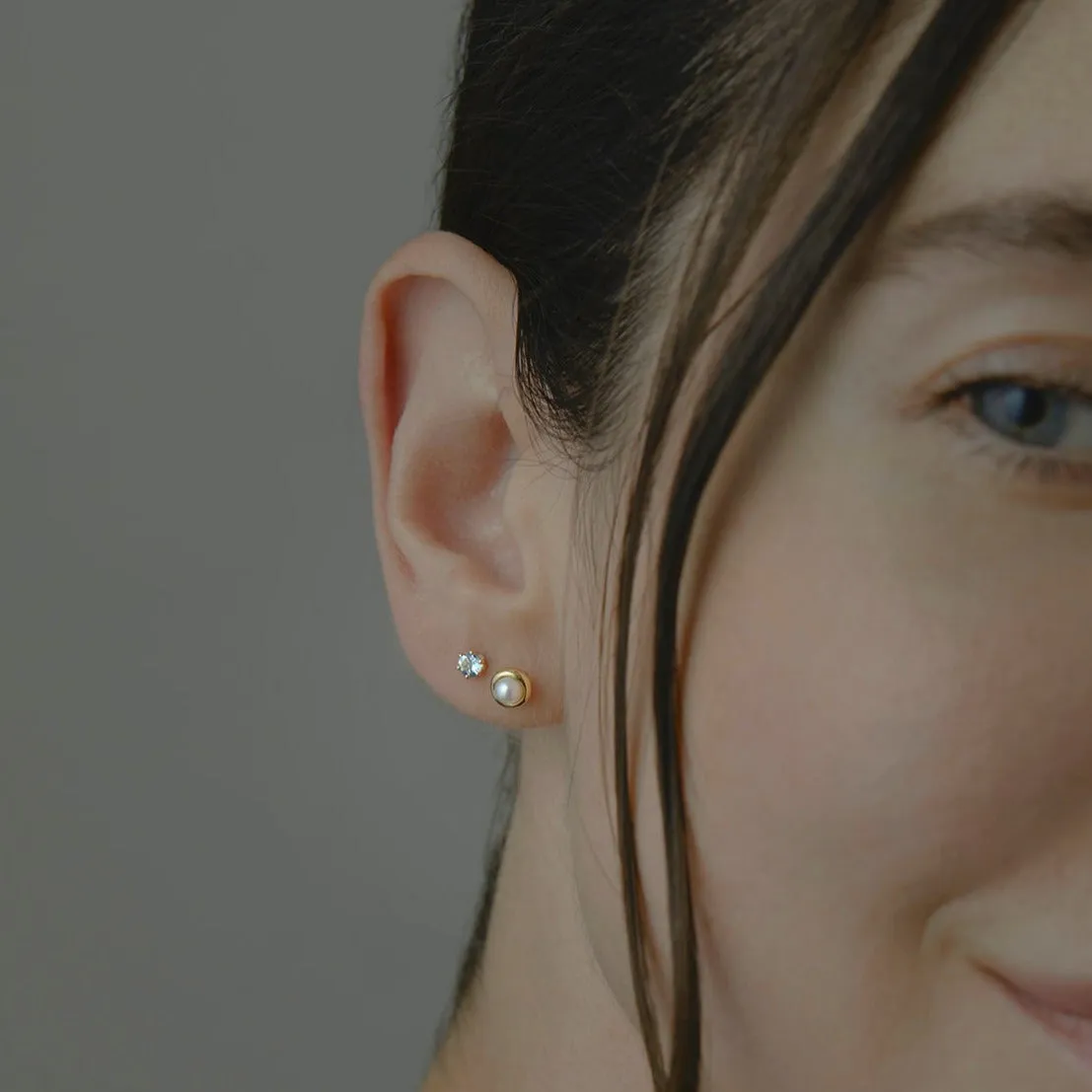 Gold Trimmed Pearl Studs | E2801P