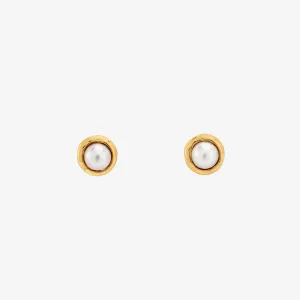 Gold Trimmed Pearl Studs | E2801P