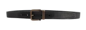 Gray Fabric Gold Buckle Logo Waist Belt