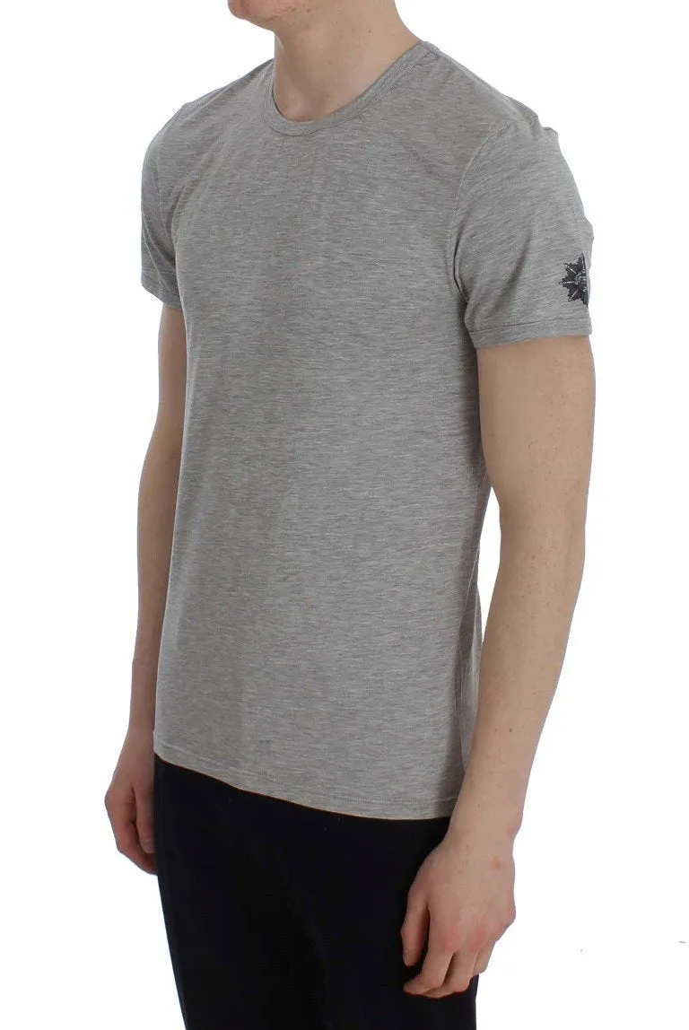 Gray Modal Stretch Crew-neck Underwear T-shirt