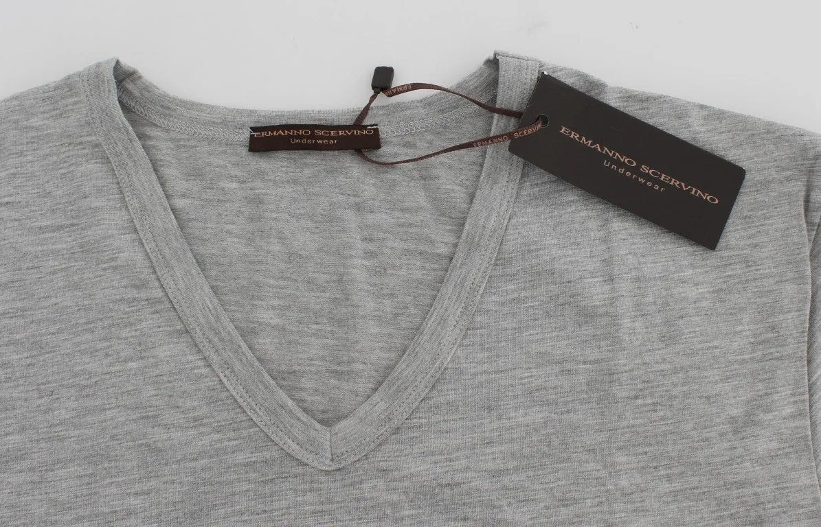 Gray Modal Stretch V-neck Underwear T-shirt