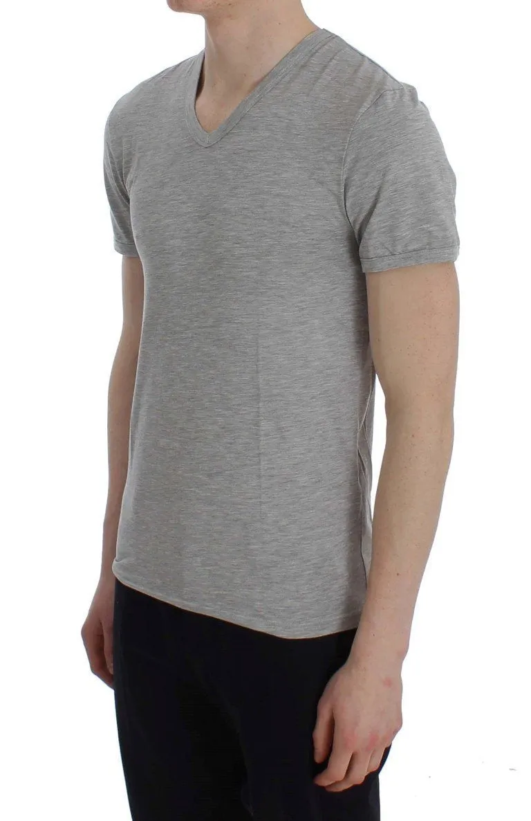 Gray Modal Stretch V-neck Underwear T-shirt