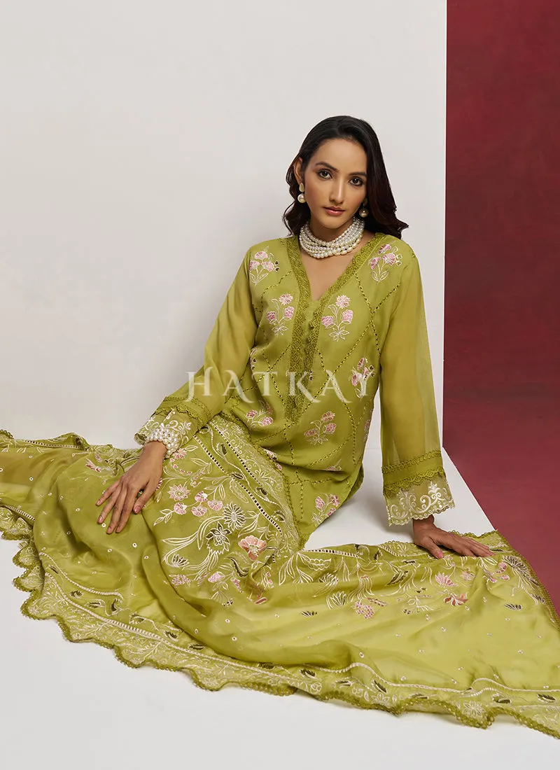 Green Chikankari Embroidery Salwar Suit