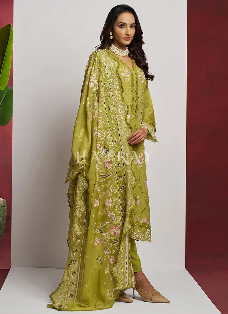 Green Chikankari Embroidery Salwar Suit