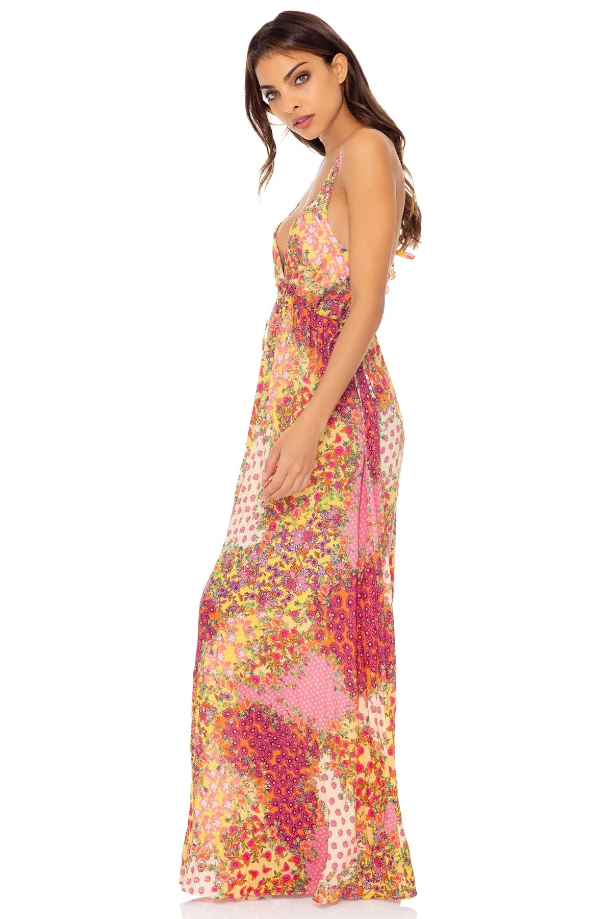 GYPSY DREAM - V Neck Long Dress • Buttercream