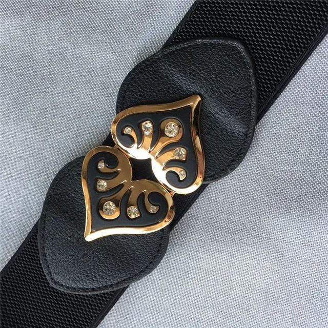 High Quality Belts for Women Black Waist Elastic Ladies Band Round Buckle Decoration Coat Sweater Fashion Dress Rice White