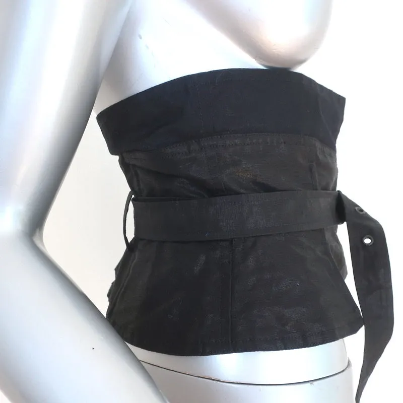 Isabel Marant Prika Obi Belt Black Cotton-Linen Size 36