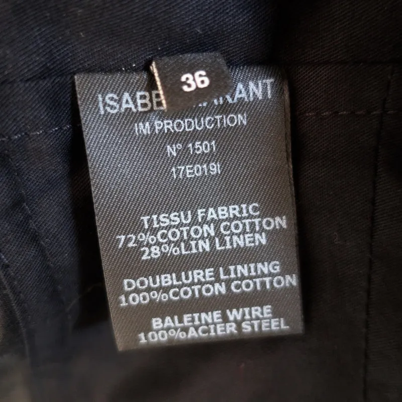 Isabel Marant Prika Obi Belt Black Cotton-Linen Size 36