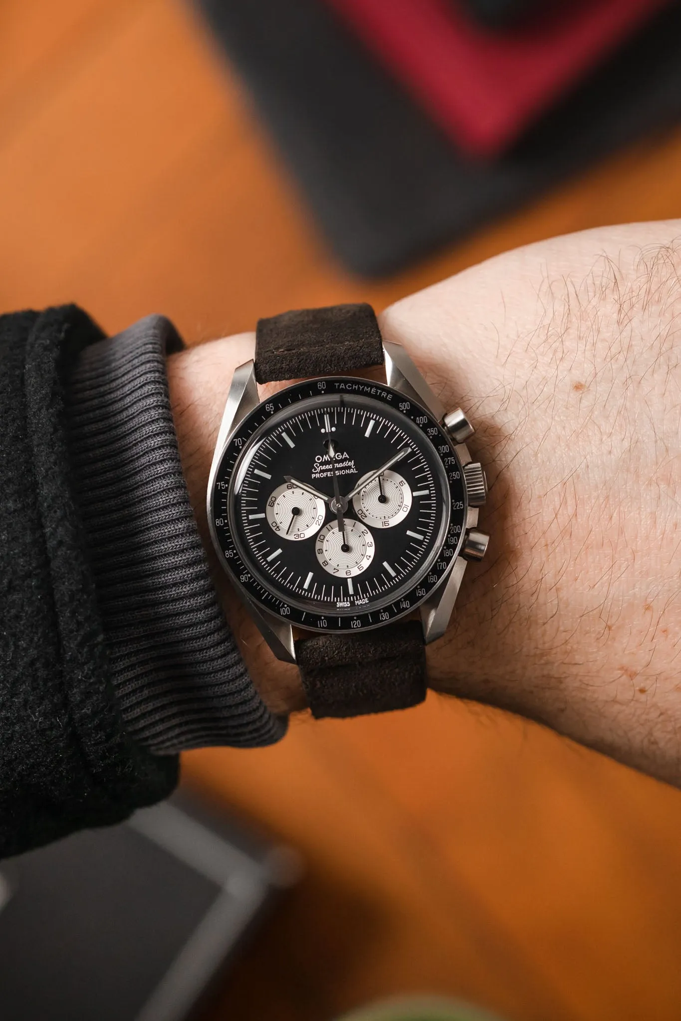 JPM Italian Suede Leather Watch Strap in DARK BROWN