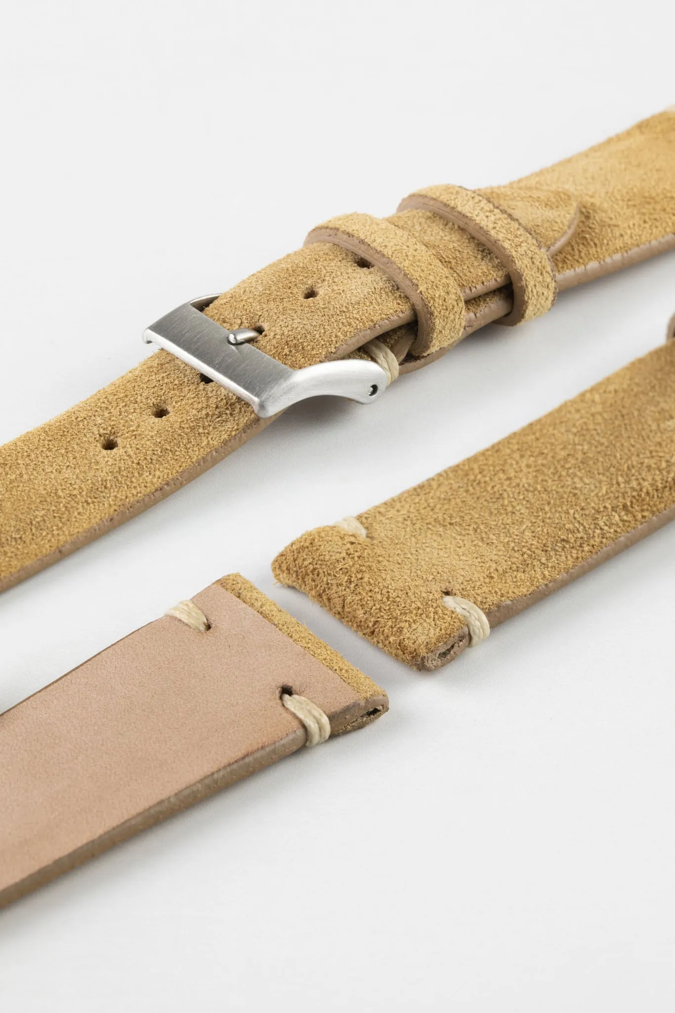 JPM Italian Vintage Suede Leather Watch Strap in BEIGE