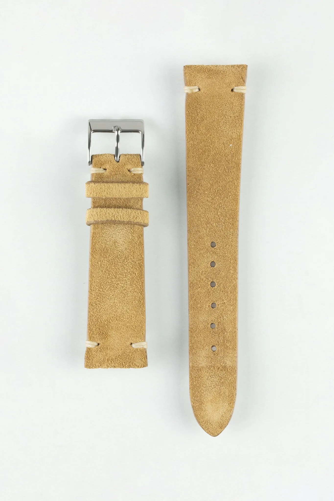 JPM Italian Vintage Suede Leather Watch Strap in BEIGE