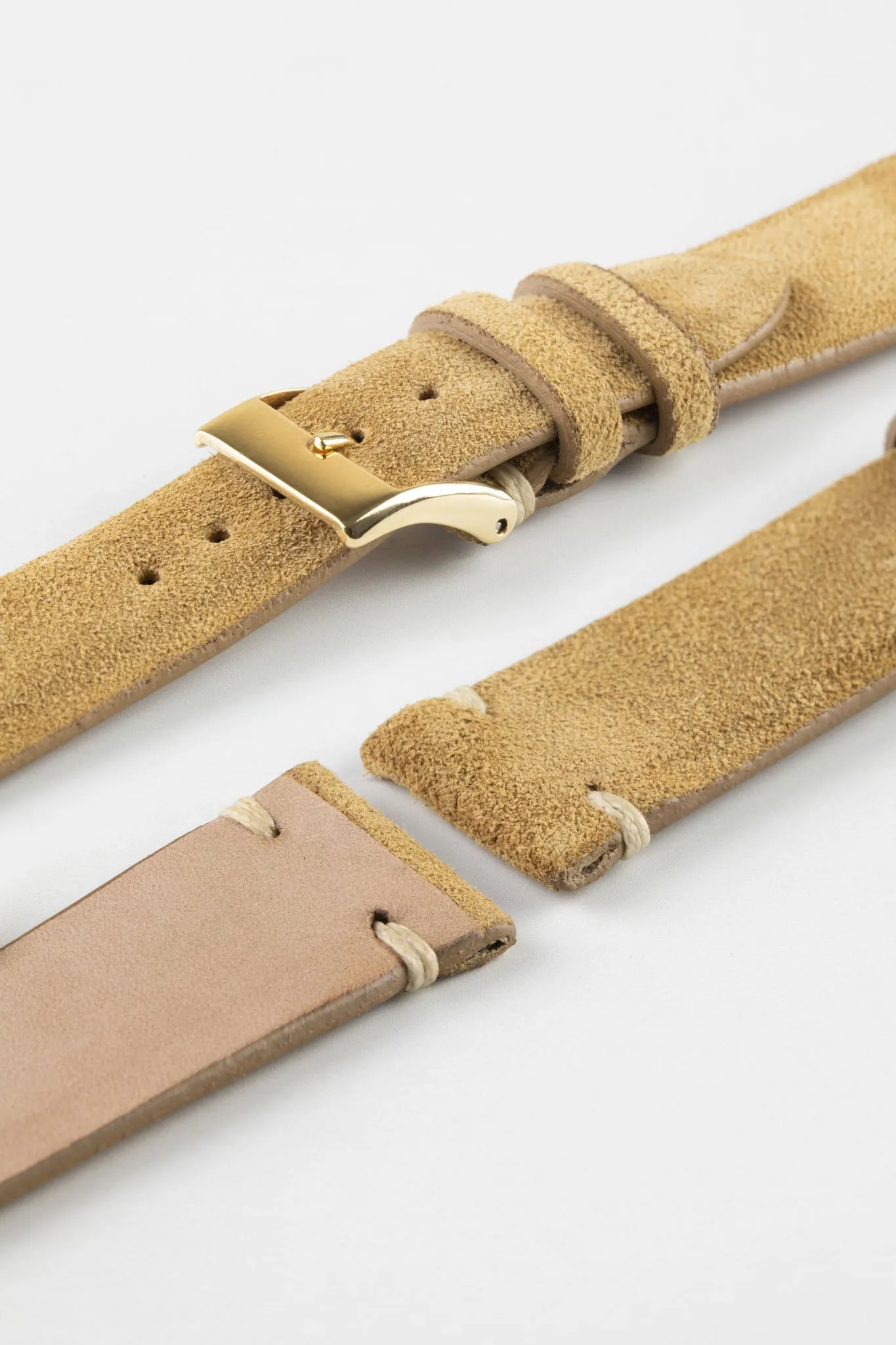 JPM Italian Vintage Suede Leather Watch Strap in BEIGE