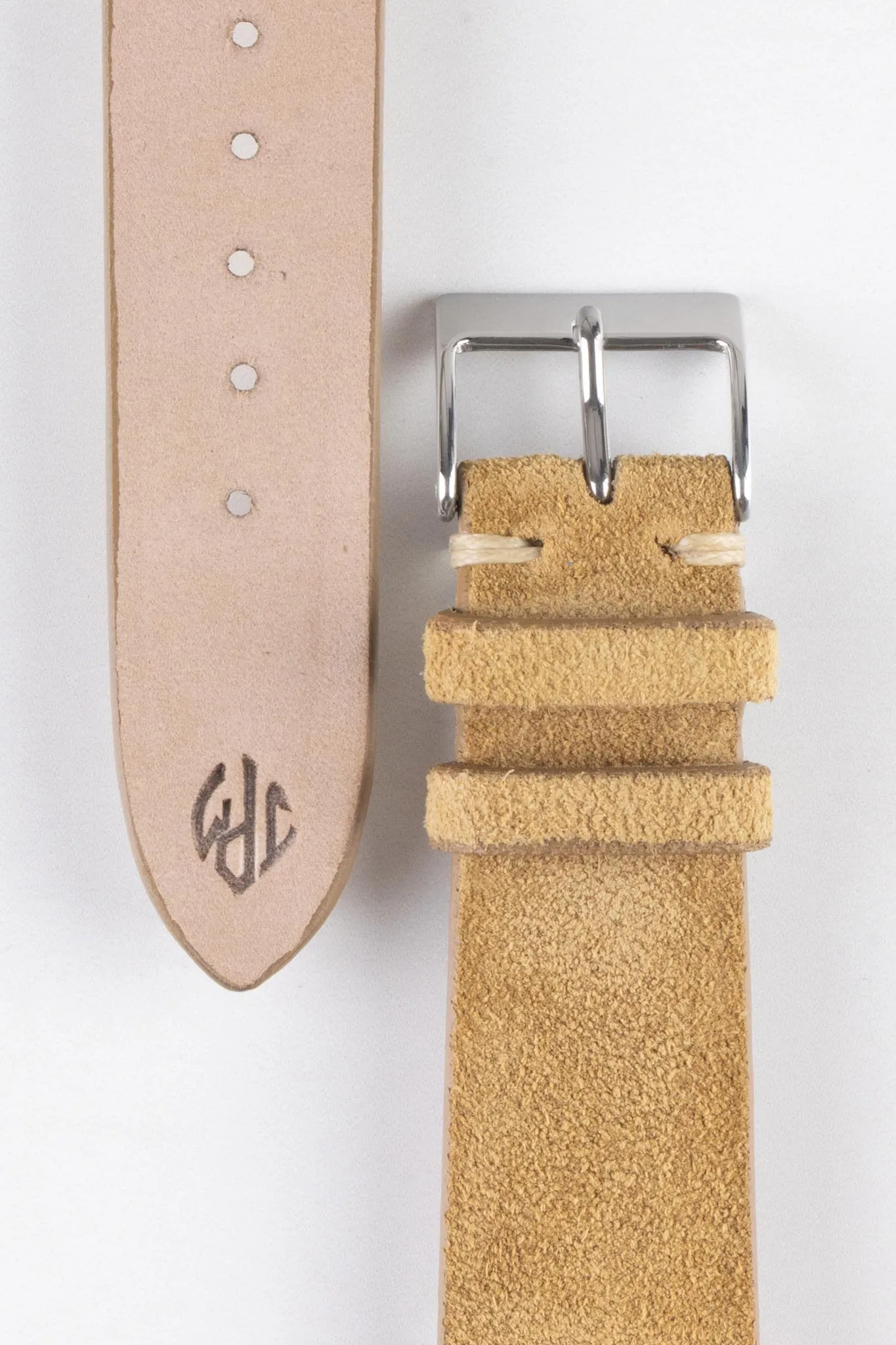 JPM Italian Vintage Suede Leather Watch Strap in BEIGE