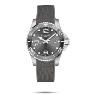 Longines HydroConquest 43mm Sunray Grey Rubber Strap Men's Watch L37824769