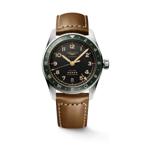 Longines Spirit Zulu Time 39mm Anthracite Dial GMT Leather Men's Watch L38024632