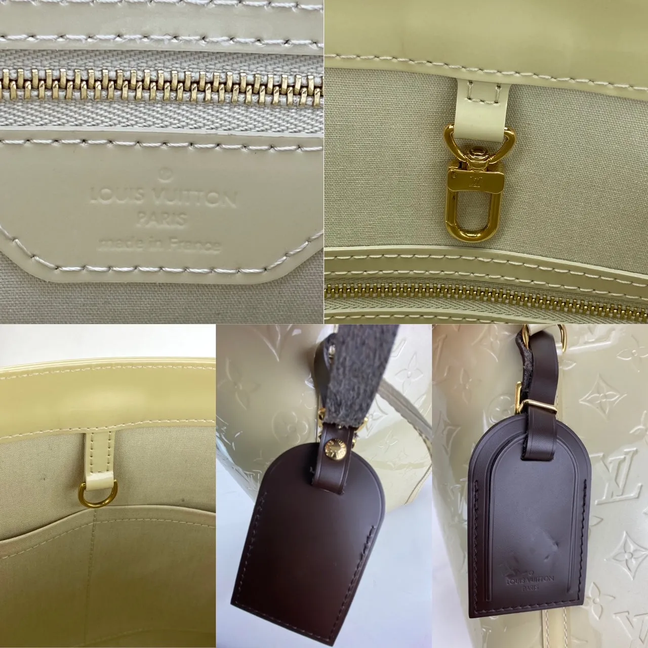 LOUIS VUITTON Monogram White Cream Vernis Avalon MM Tote Hand Shoulder Bag