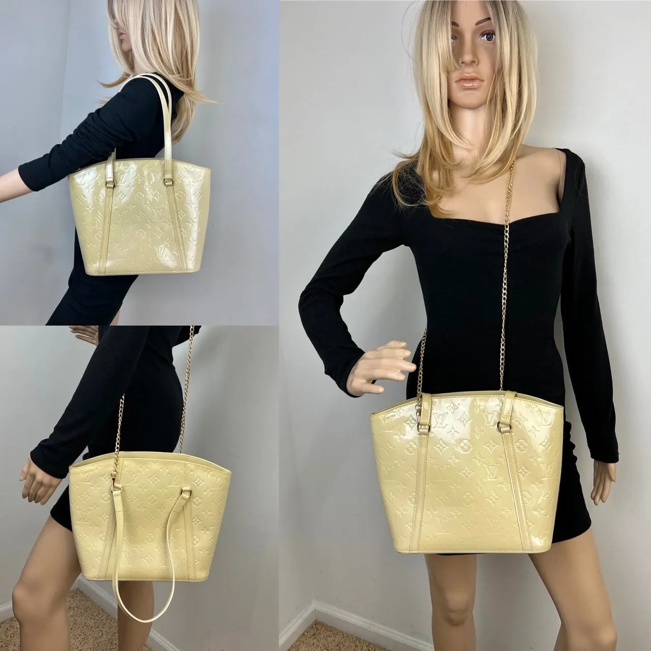 LOUIS VUITTON Monogram White Cream Vernis Avalon MM Tote Hand Shoulder Bag