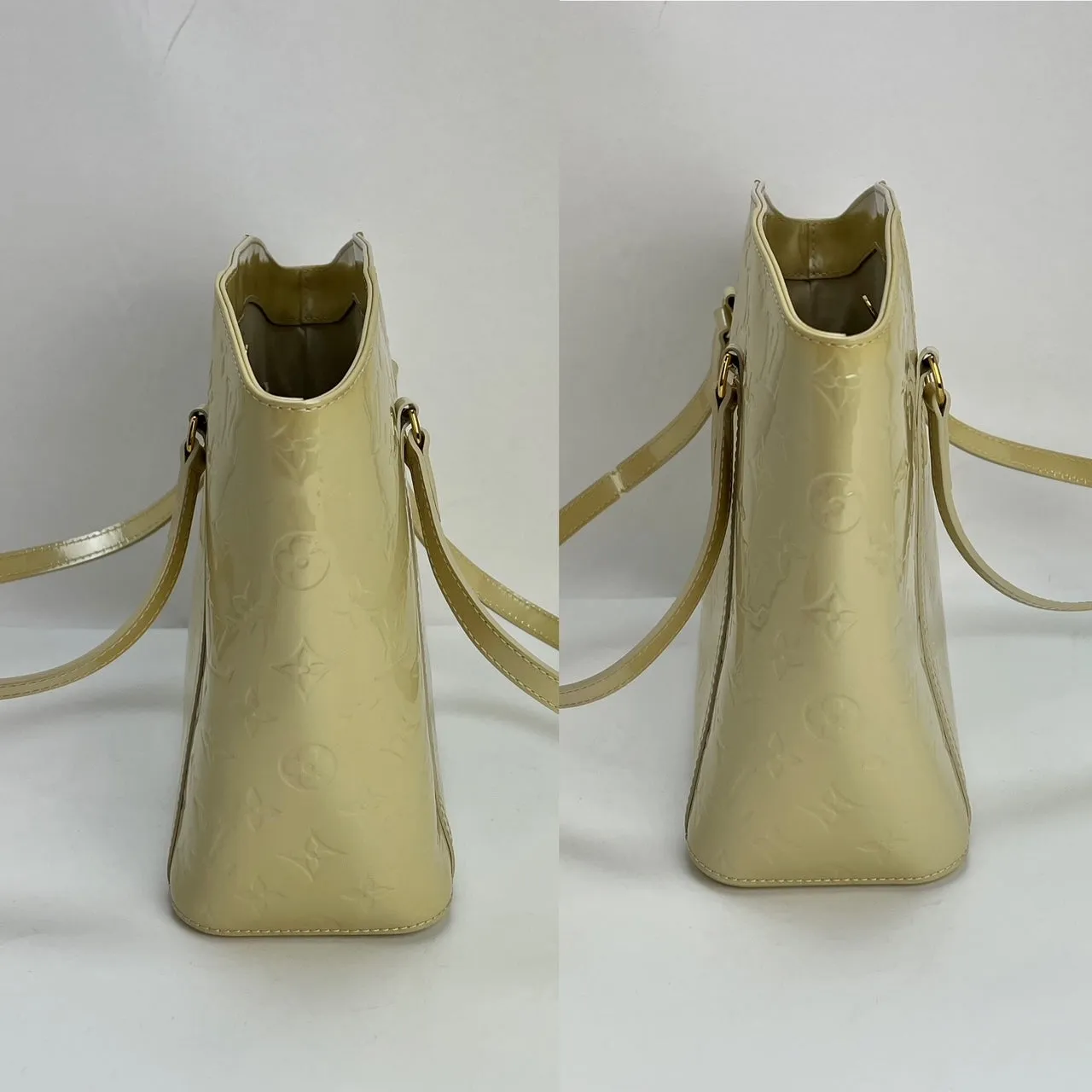 LOUIS VUITTON Monogram White Cream Vernis Avalon MM Tote Hand Shoulder Bag