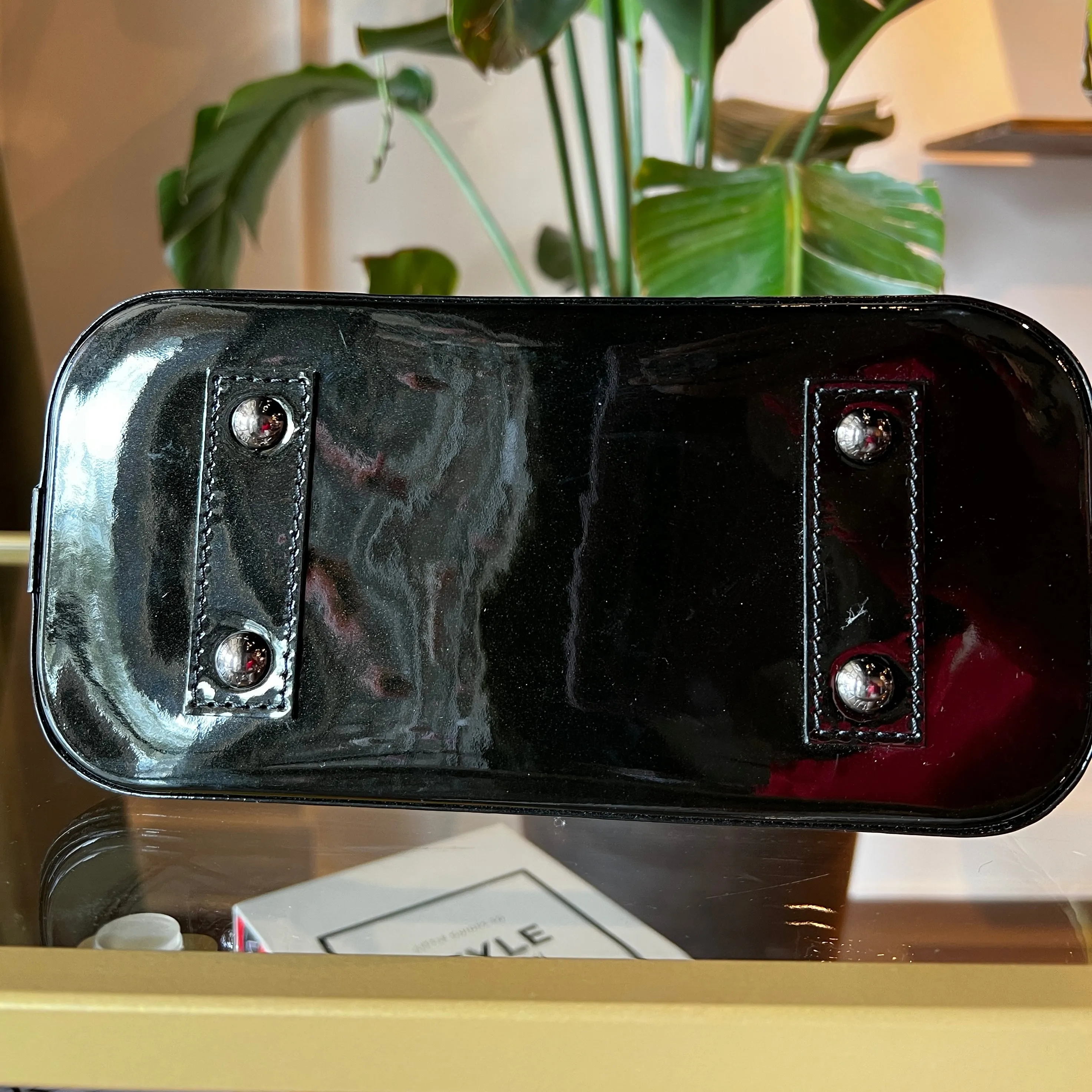 LOUIS VUITTON Noir Magnetique Vernis Alma BB Handbag