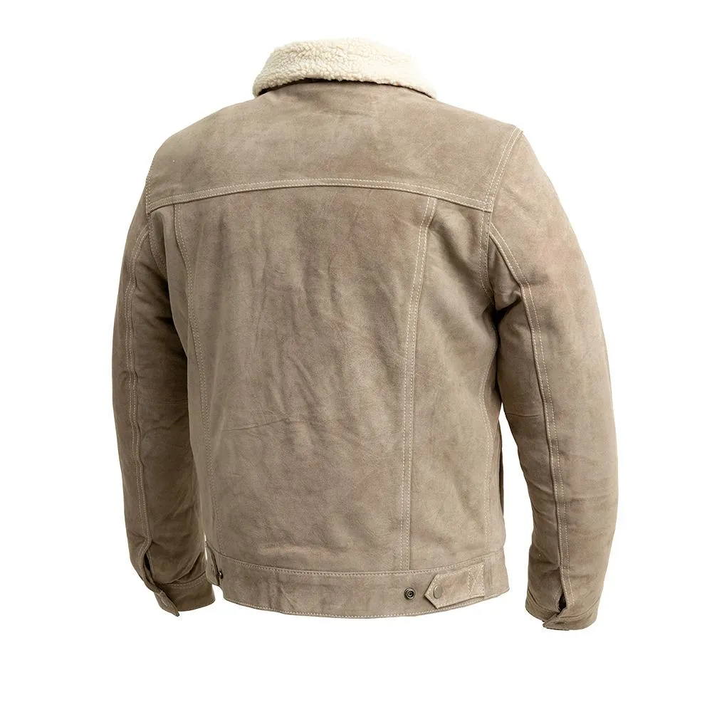Luke - Men's Shearling Cow Suede Jacket (Taupe)