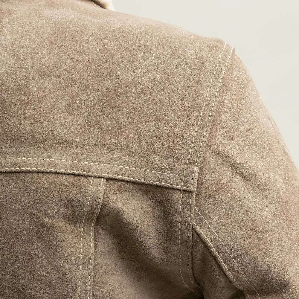 Luke - Men's Shearling Cow Suede Jacket (Taupe)