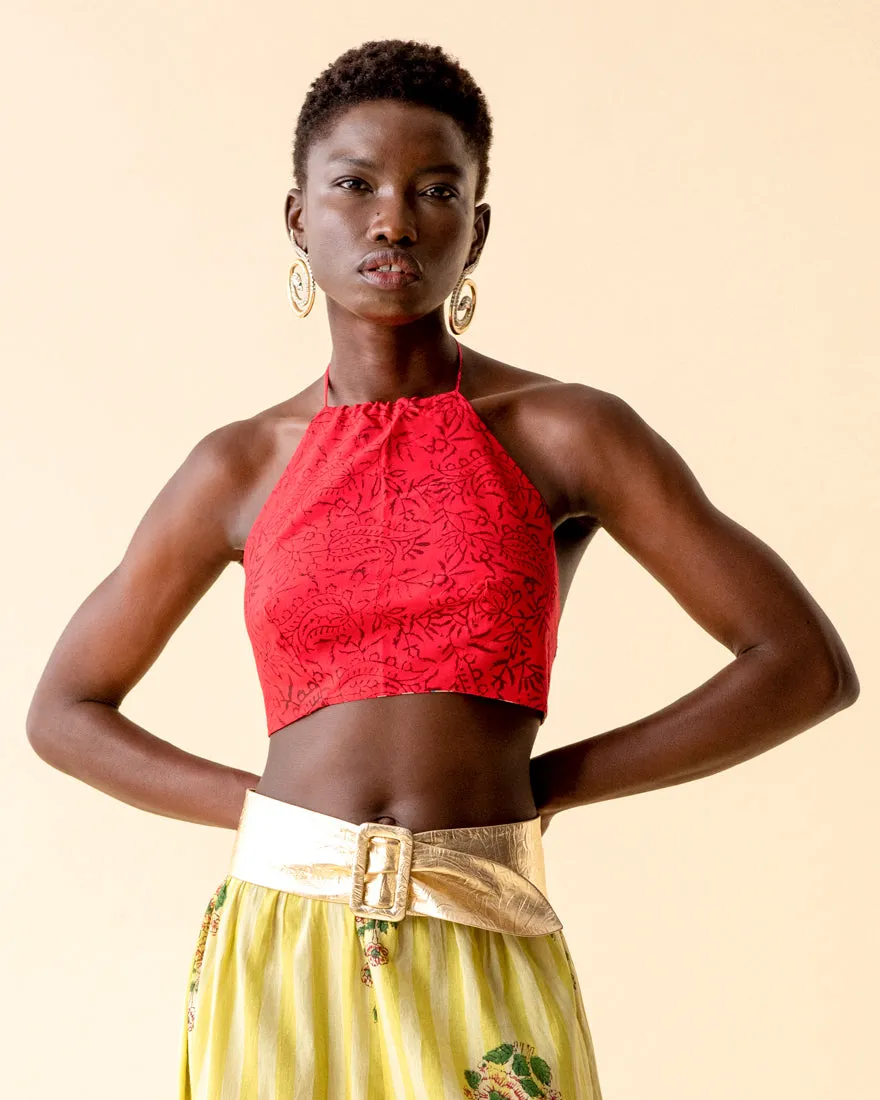 Marmi Rosy Red Tie Top