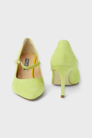 Mary Jane Green Suede Pumps