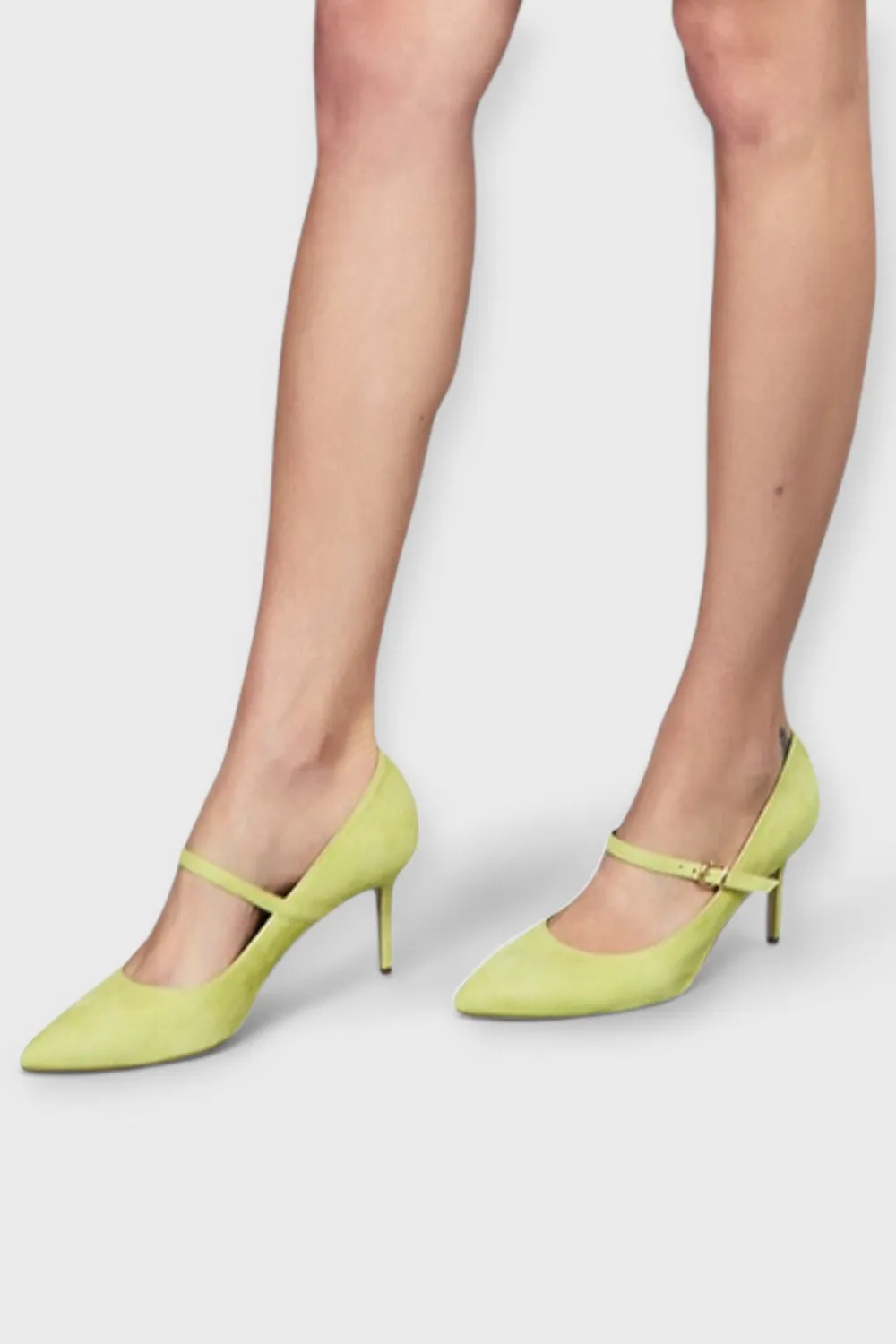 Mary Jane Green Suede Pumps