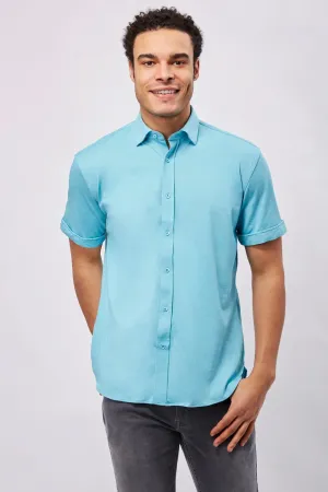 Max Colton Aqua Knit Short Sleeve Shirt