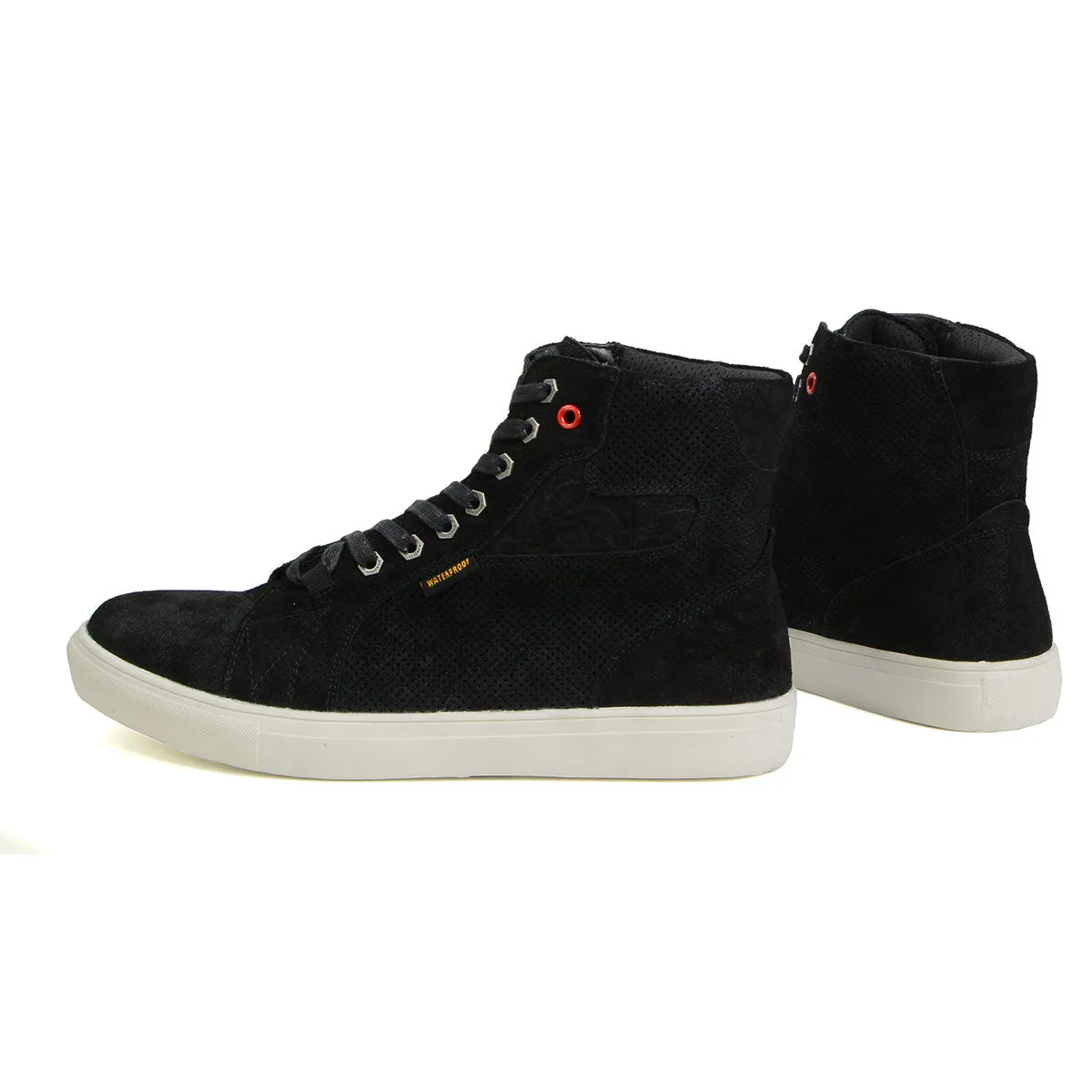 MBM9155 Men's Black Suede Reinforced Street Riding Waterproof Shoes with Ankle Support